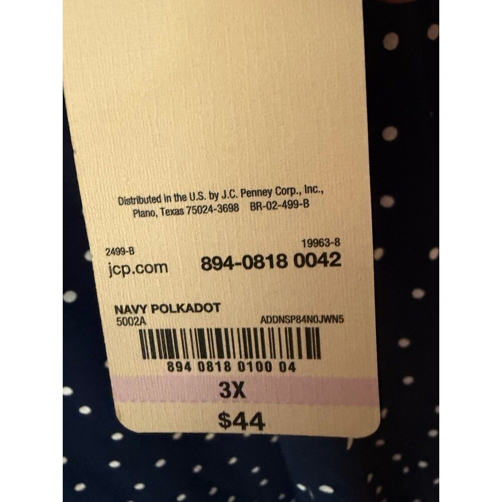St. John’s Bay Polka Dot T Shirt Dress V Neck Navy Plus 3X - Picture 7 of 11